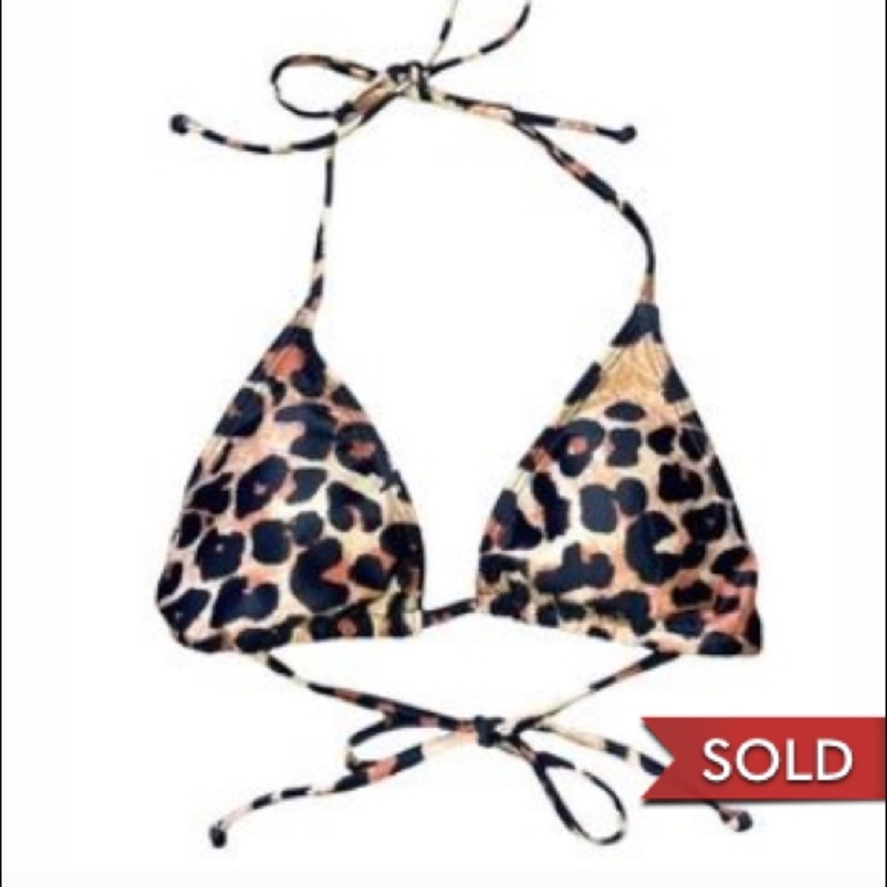 NWOT Leopard Cheetah Animal Print Padded Triangle String Bikini Top Medium